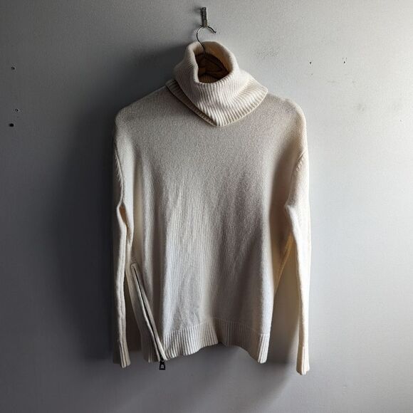 Barbara Bui ivory cream wool turtleneck zipper medium weight cozy luxe sweater - Picture 1 of 6